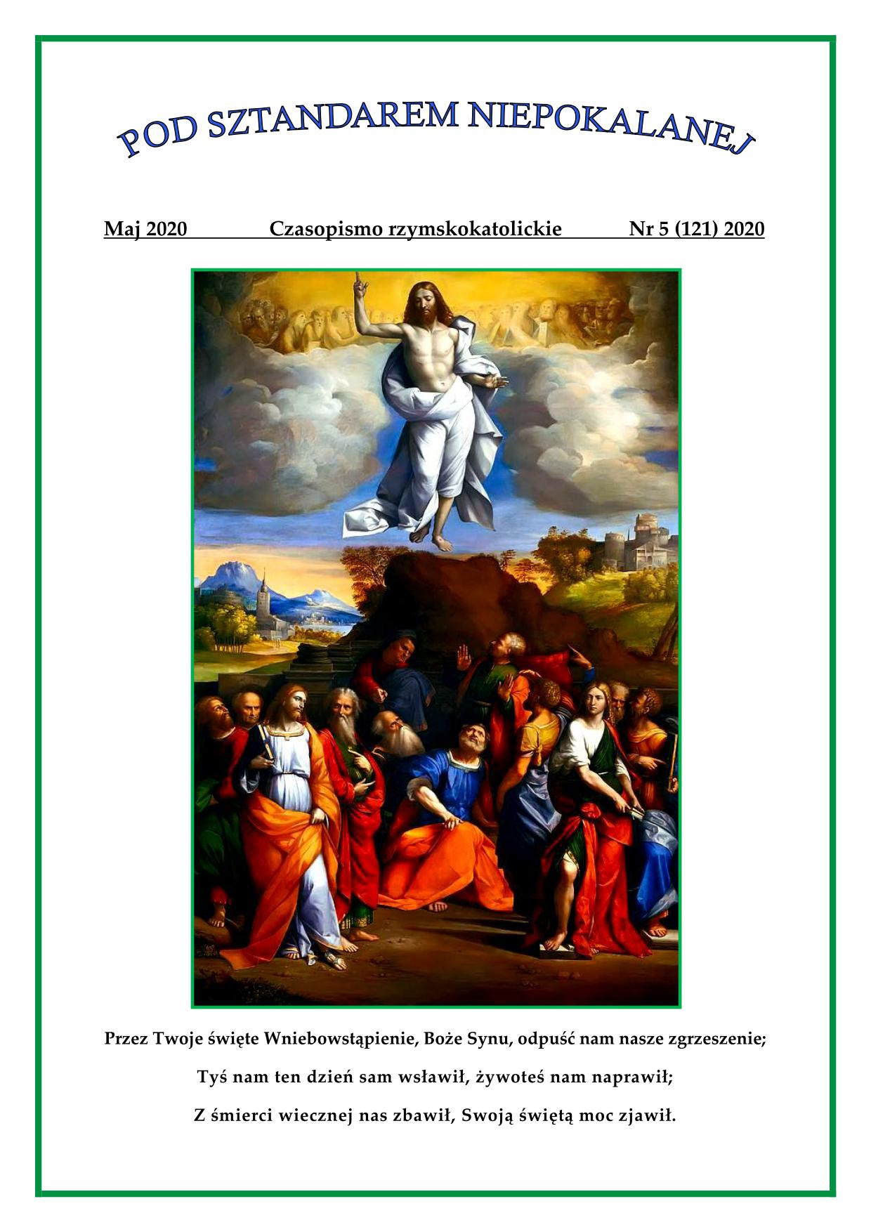 "Pod sztandarem Niepokalanej". Nr 121. Maj 2020. Czasopismo rzymskokatolickie.