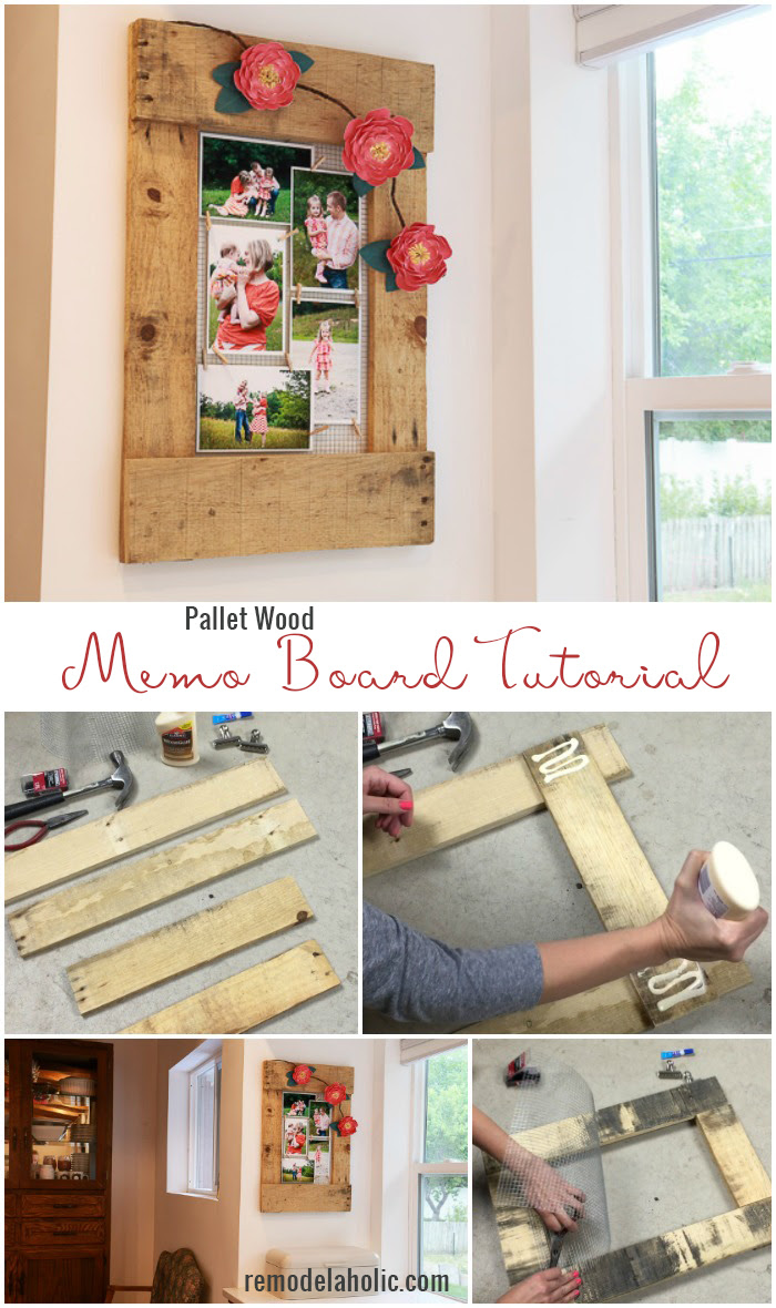 Super easy pallet memo board -- perfect for when you want a rustic touch to your decor but don't have a lot of time, tools, or DIY know-how (yet!). See more at Remodelaholic.com