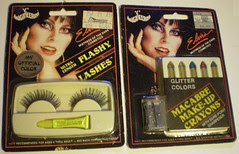 Elvira eyelashes from 1987 and makeup crayons from 1984