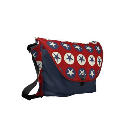 Red, Cream and Blue Stars Rickshaw Messenger Bag