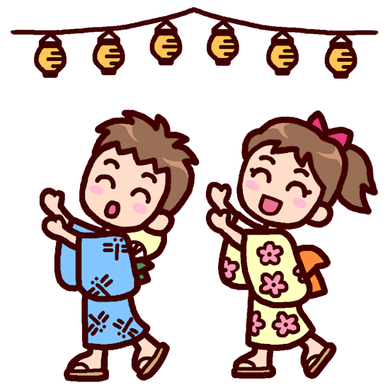 盆踊り1 カラー 夏祭り 盆踊りの無料イラスト ミニカット クリップアート素材