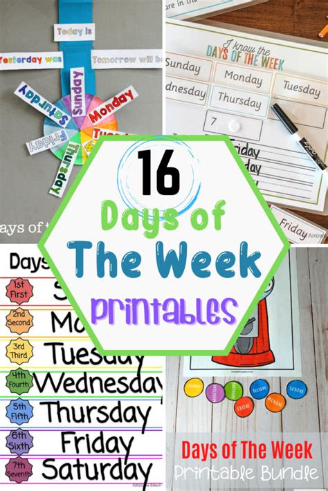 The holy day of the week for muslims is friday. 16 days of the week printables for preschoolers and kindergarteners
