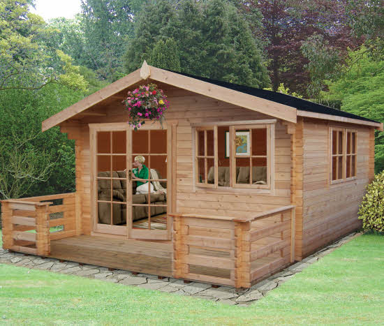 Shire Kinver Wooden Log Cabin With Terrace 14 x 18 - What Shed