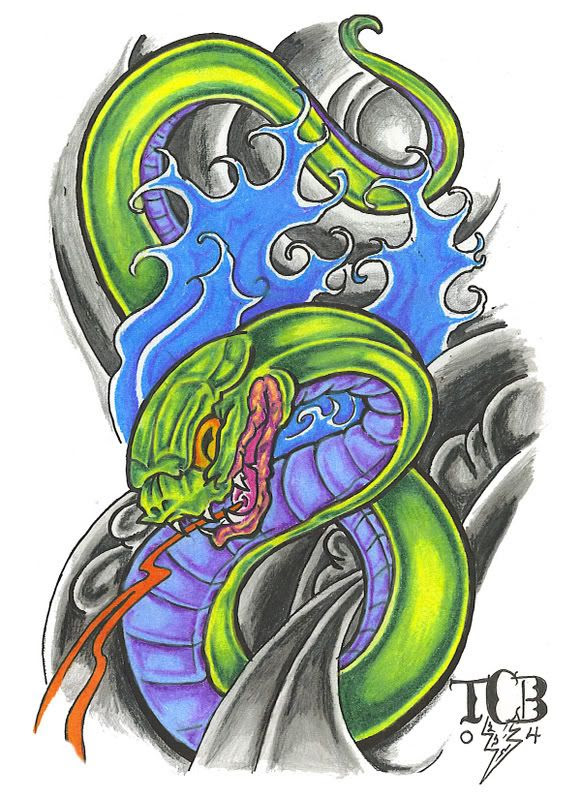 Custom Snake Tattoo Flash