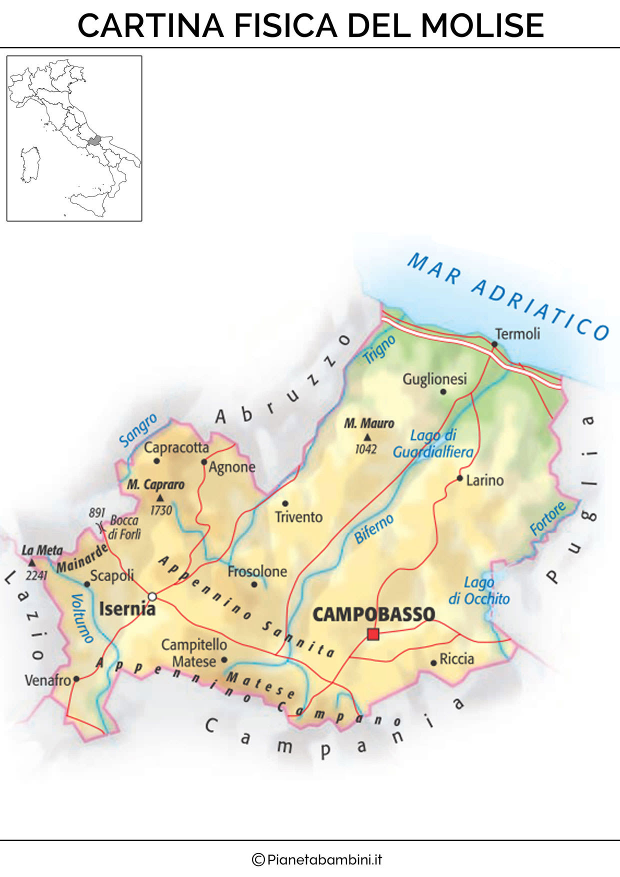 Cartina de Molise in versione fisica da stampare gratis