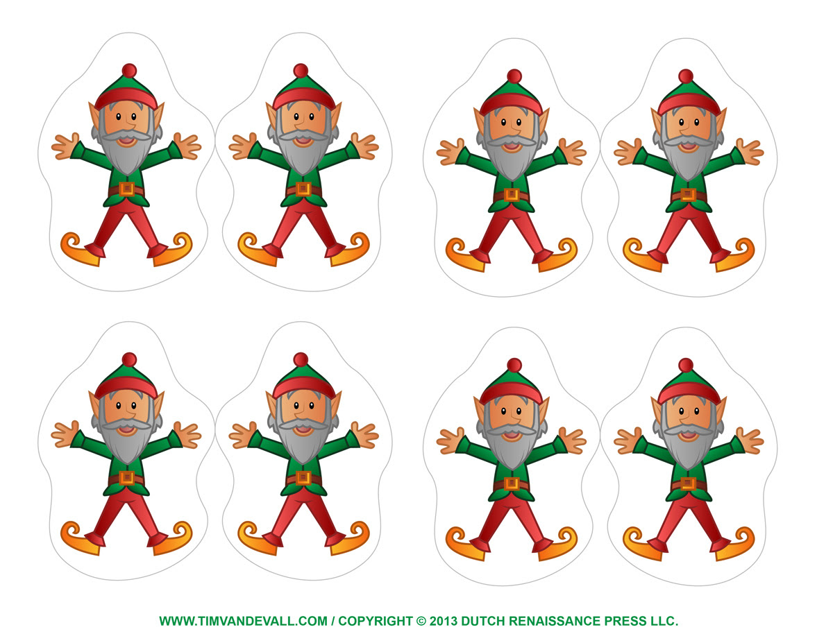 Printable Elf Clipart, Coloring Pages, Template 