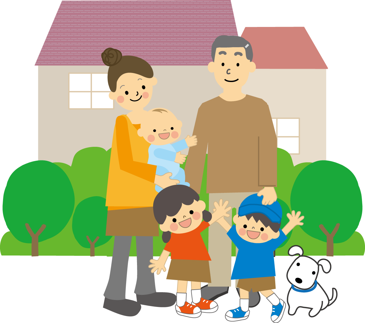 家族と家のイラスト 無料イラスト フリー素材