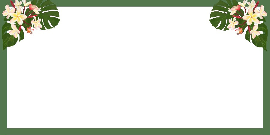 夏のイラスト素材 無料テンプレート ハワイの花と葉 イラストテンプレートミリオン