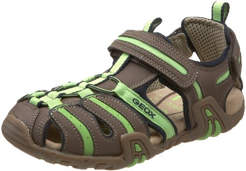 Geox Boy's Kraze Sandals, Brown/Lime, 31 EU (13 M US Little Kid)