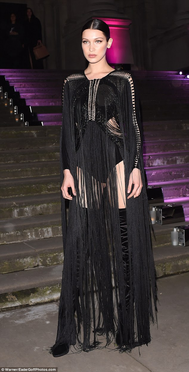 Work it: Bella Hadid showed off her model figure as she hit London's ELLE Style Awards 2016 at the Tate Britain on Tuesday night