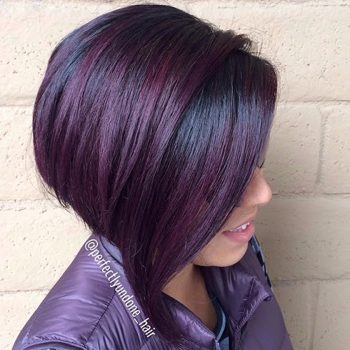 black bob with purple balayage