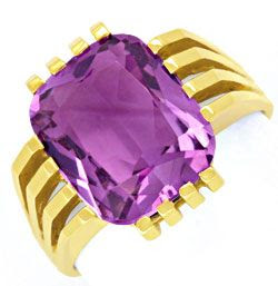 Foto 1, GOLDRING MIT 6,6ct RIESEN-1A-AMETHYST GELBGOLD SHOP NEU, S6792