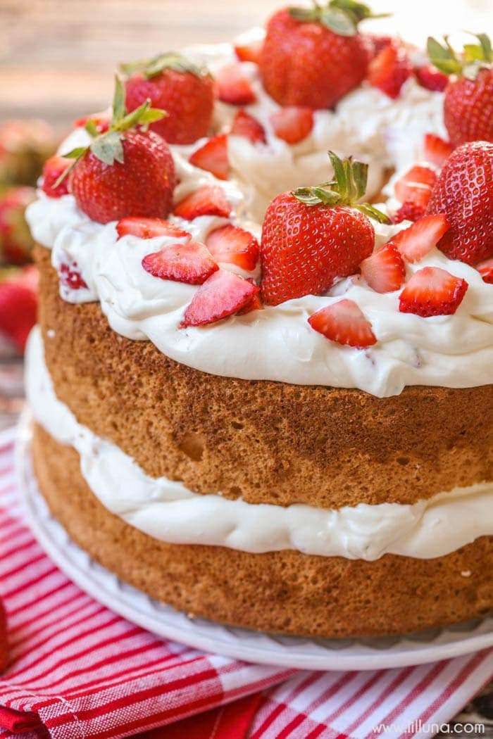 Strawberries and Cream Angel Food Cake + Breakfast Biscuits - Lil' Luna