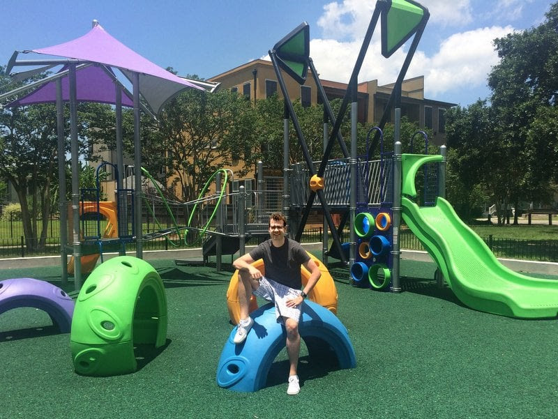 Upwork || Freelance product designer and developer David Kittle pictured with a playground he designed