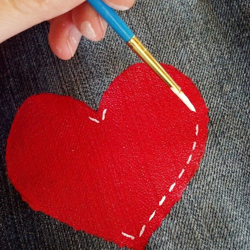 Red heart jeans in progress