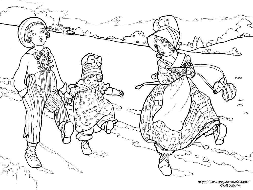 マザーグースのロンドンへの塗り絵の下絵 画像