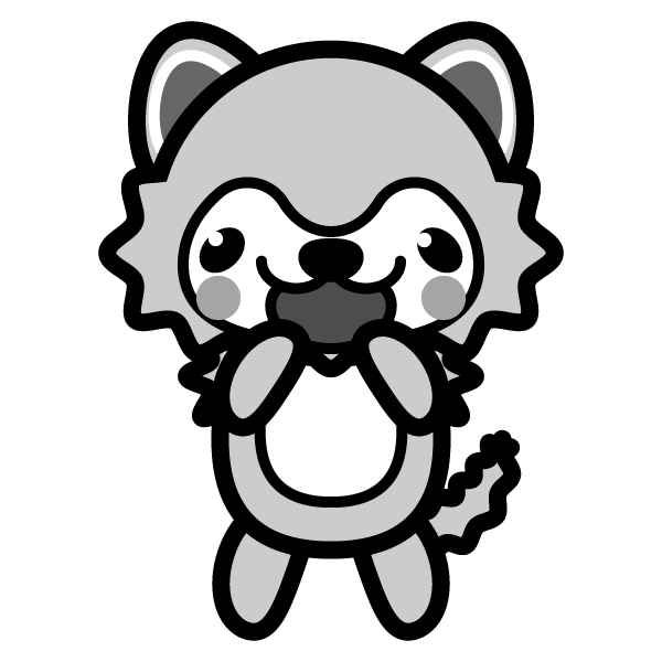 モノクロでかわいい狼の無料イラスト 商用フリー オイデ43