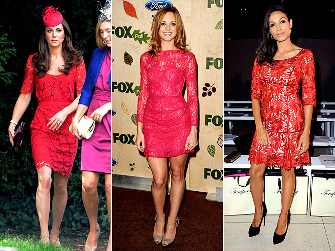 LACY RED DRESSES photo | Jayma Mays, Kate Middleton, Rosario Dawson