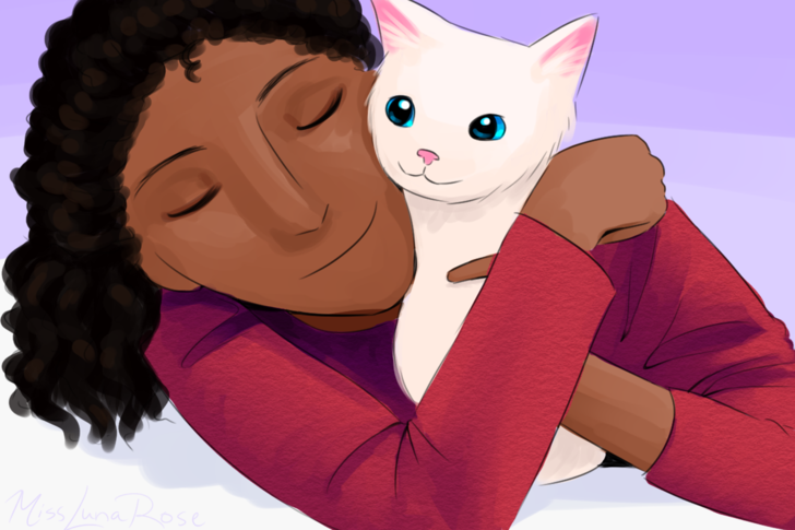 Woman Hugging Cat.png