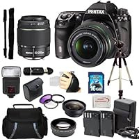 Pentax K-5 II Digital SLR Camera Kit with SMC DAL 18-55mm f/3.5-5.6 Lens + SMC Pentax DA 50-200mm f/4-5.6 ED WR Zoom Lens. Includes: 0.45x Wide Angle Lens, 2X Telephoto Lens, 3 Piece Filter Kit(UV-CPL-FLD), 16GB Memory Card, 2 Extended Life Replacement Batteries, Tripod, Monopod & More..!