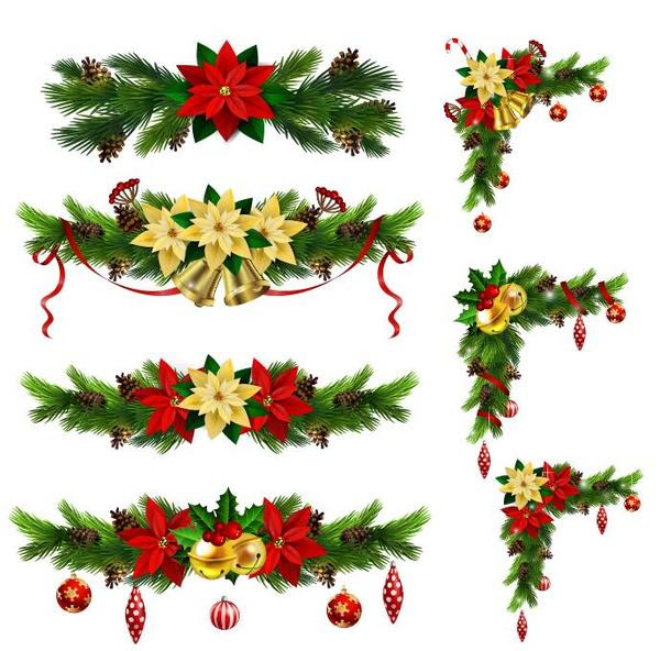 Download Christmas corner decorative with borders vector 05 ...