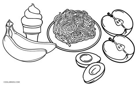 There are numerous types of food items, such as fruits, vegetables, bakery products, dairy products, fish products, meat products, cookies, ice creams, junk foods, etc. free printable food coloring pages for kids cool2bkids