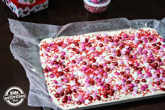 Valentine's Day Candy Bark Assembled