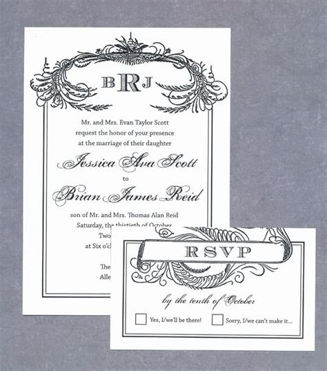 wedding invitation printable  black scroll