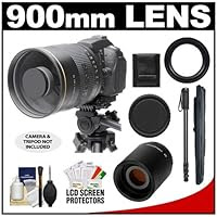 Polaroid 900mm f/8 Mirror Lens & 2x Teleconverter with 67-inch Monopod + Accessory Kit for Canon EOS 60D, 7D, 5D Mark II III, Rebel T3, T3i, T4i Digital SLR Cameras