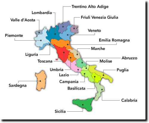 Kort Over Italienske Vindistrikter Italienske Vindistrikter   Bergmanns vinside Kort Over Italienske Vindistrikter