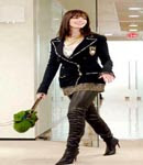 Anne Hathaway thigh high leather high heel boots