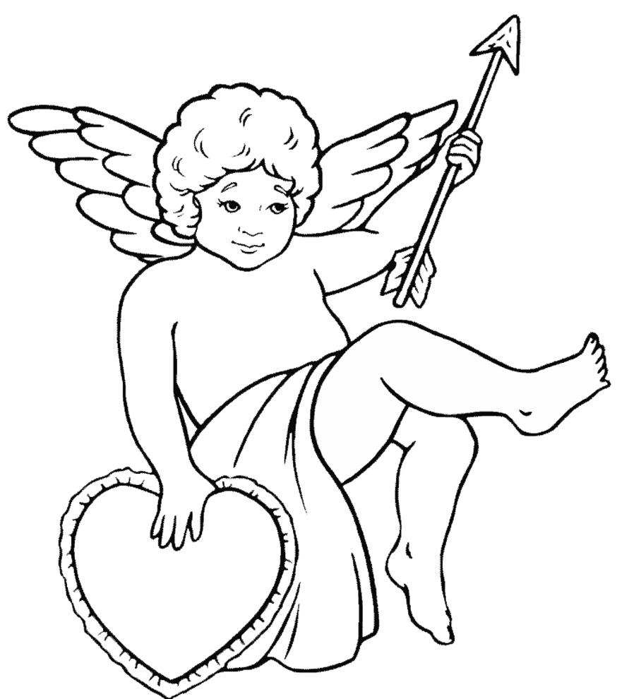 Disegno di Angelo con Cuore da scaricare