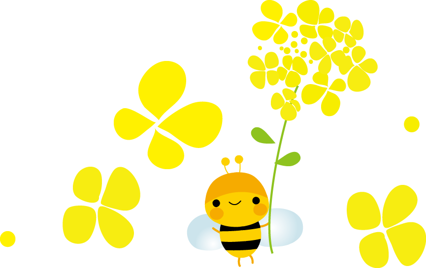 菜の花とみつばちのイラスト 無料イラスト フリー素材