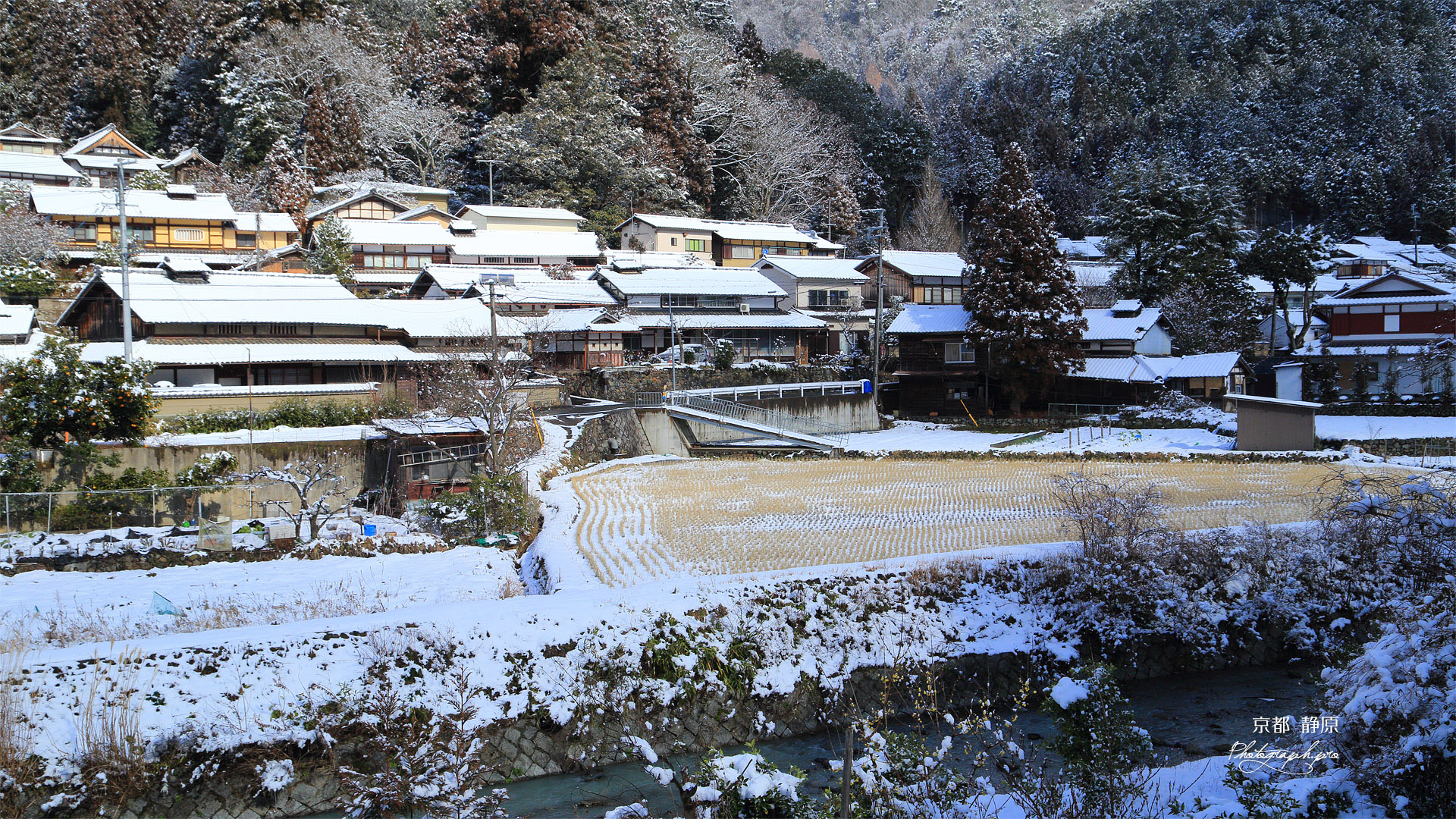 京都 雪景色の静原 の壁紙 19x1080