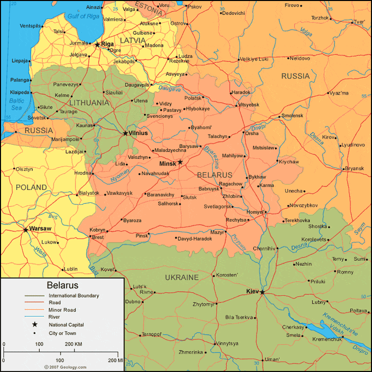 Belarus Map - Belarus Satellite Image - Physical - Political