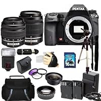 Pentax K-5 IIs Digital SLR Camera Kit with SMC DAL 18-55mm f/3.5-5.6 Lens + SMC Pentax DA 50-200mm f/4-5.6 ED Zoom Lens. Includes: 0.45x Wide Angle Lens, 2X Telephoto Lens, 3 Piece Filter Kit(UV-CPL-FLD), 16GB Memory Card, 2 Extended Life Replacement Batteries, Tripod, Monopod & More..!