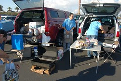 Setting up the 1st postgame tailgate.