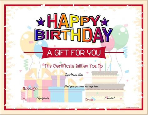 With these templates, you can easily create custom birthday cards, invitations, decorations, and more. birthday gift certificate sample templates for word professional