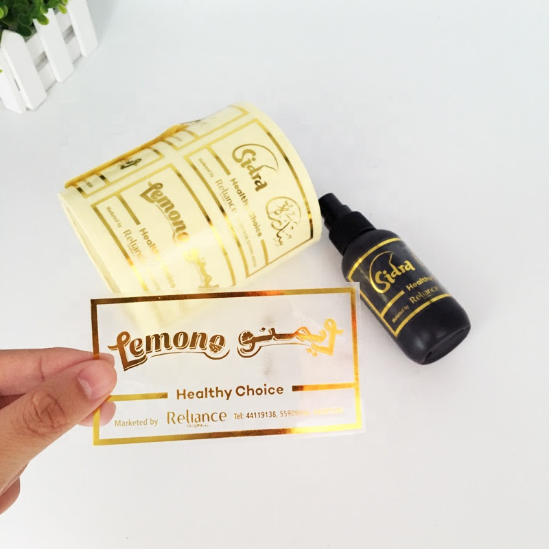Self Adhesive Customized Printing Clear Gold Foil Stickers Transparent Logo Label,Clear Labels