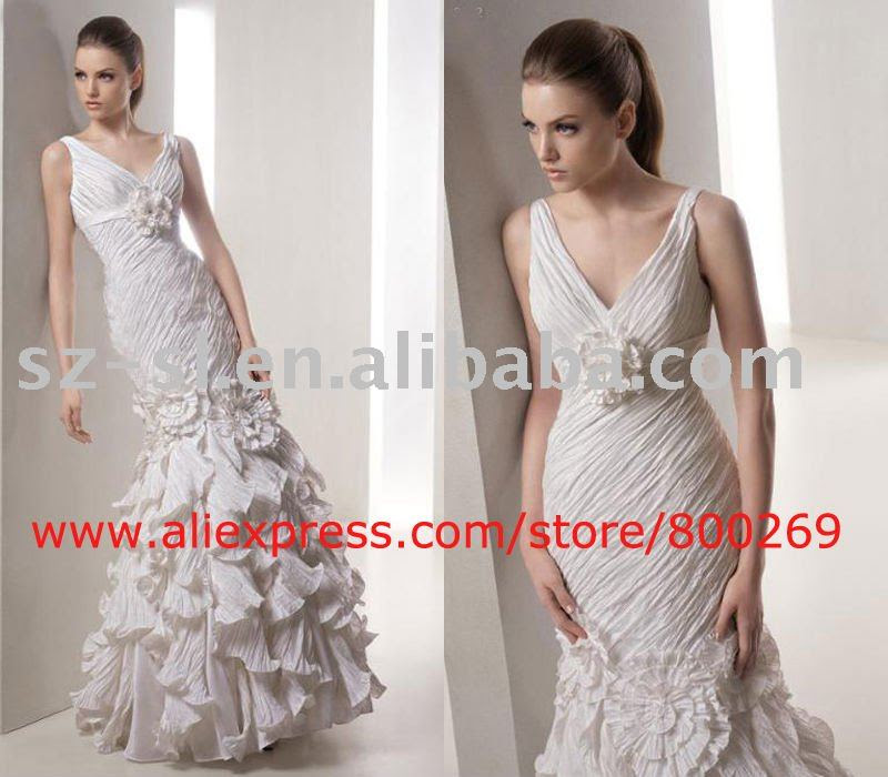 Unique mermaid wedding gown taffetaSL4252