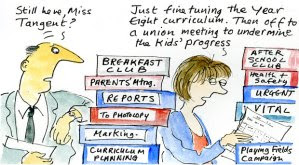 Ros Asquith, Lines cartoon, teachers' go-slow