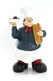 Fat Chef Holding Bread Kitchen Statue Art Figurine