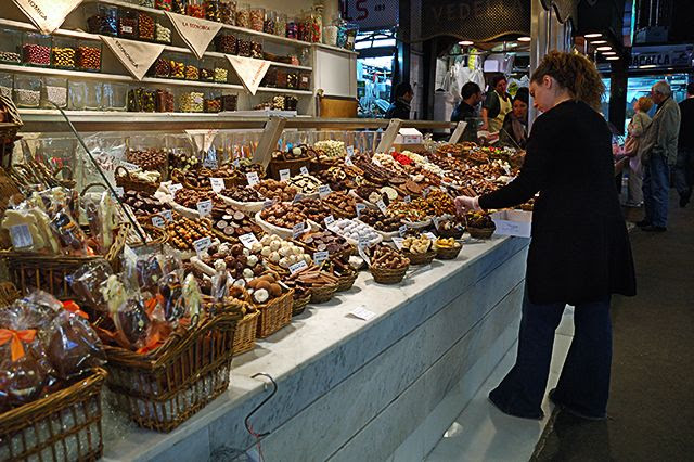 Chocolate Display, La Boqueria Market, Barcelona, Spain [enlarge]