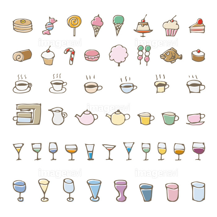 手描きのスイーツと飲み物スケッチアイコン の画像素材 イラスト素材ならイメージナビ