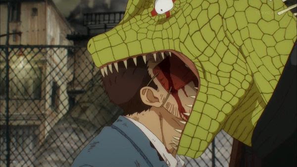 ドロヘドロ 1話 アニメ感想 ギョーザアニメなのか カイマンとニカイドウのノリが良い 口の中の男は誰 ラフアニメ