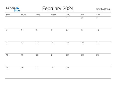 Saturdays, sundays and holidays in color. february 2024 calendar with south africa holidays
