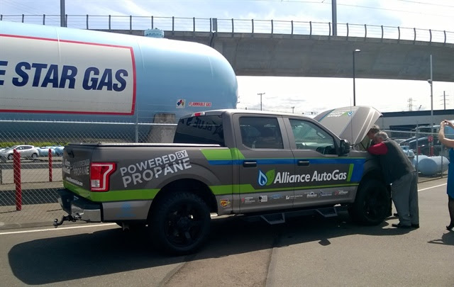 <p>The propane-autogas-powered pickup has so far traveled from Kansas, made stops in Colorado and Utah, and now sits briefly in Seattle. (PHOTO: Joanne Tucker)</p>