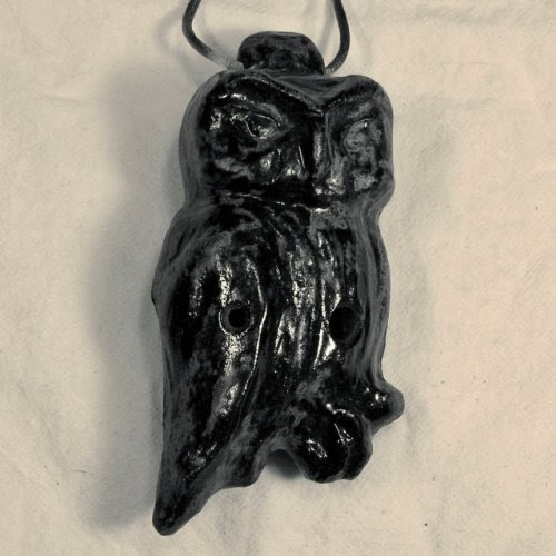 Key of A - 6-Hole Northern Hawk Owl Ocarina by FairyRingMushroom Co. - Ceramic - Diatonic Tuning