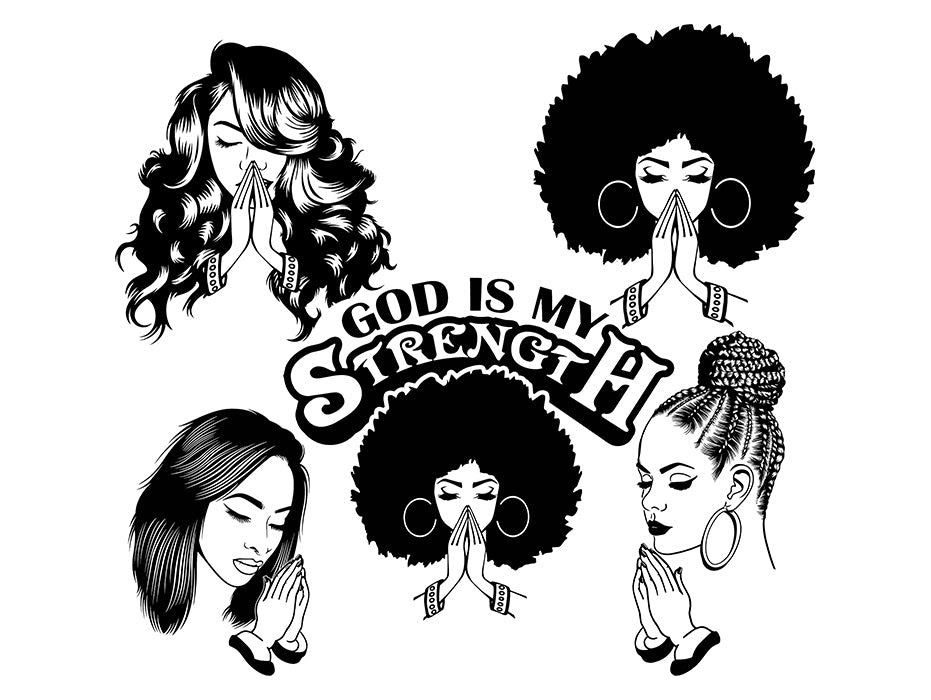 Download Bundle Afro Woman Praying SVG African American Ethnicity Afro Puffy Ha - DesignsByAymara