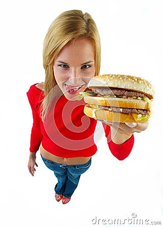Women And Burger Stock Photo - Image: 29423560